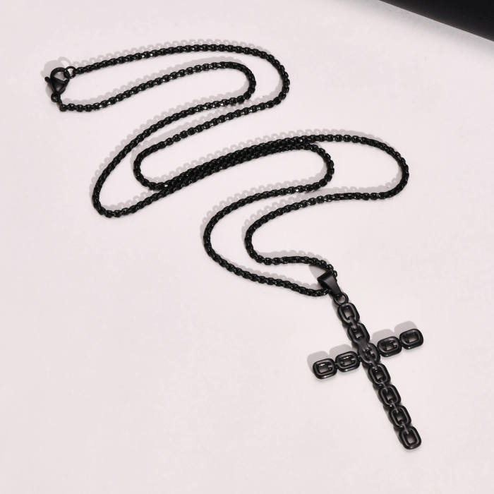 Wholesale Stainless Steel Black Cross Necklace