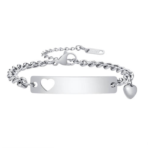 Wholesale Stainless Steel Heart Tag Bracelet