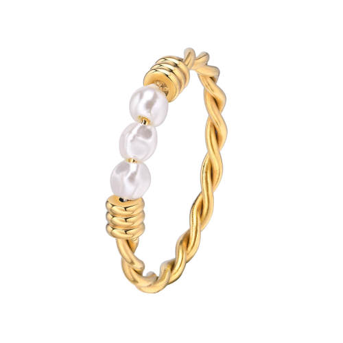 Wholesale Imitation Pearl Twist Steel Ring