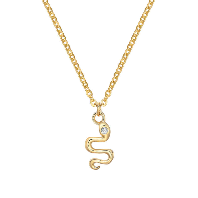 Wholesale Stainless Steel Zirconia Snake Necklace
