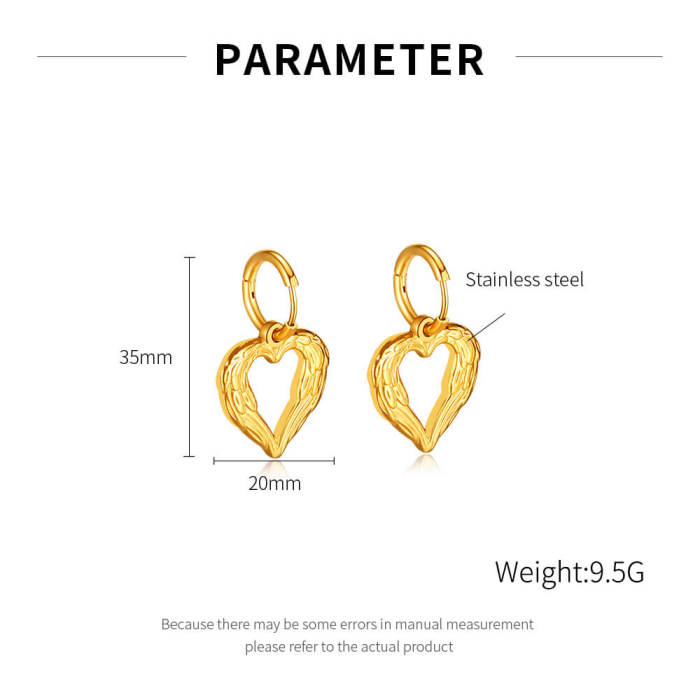 Wholesale Stainless Steel Wing Heart Earring