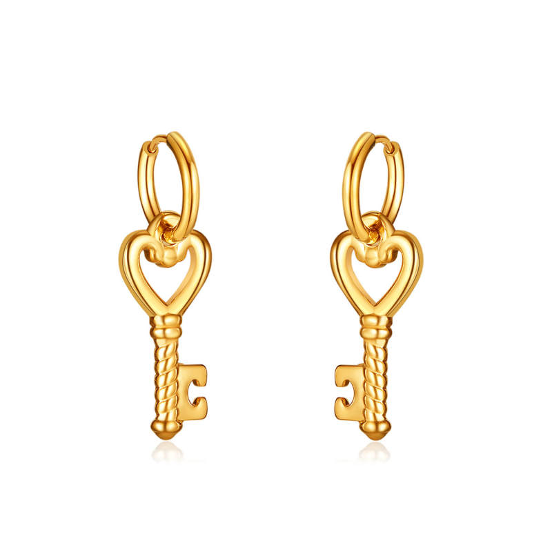 Wholesale Stainless Steel Love Key Earrings