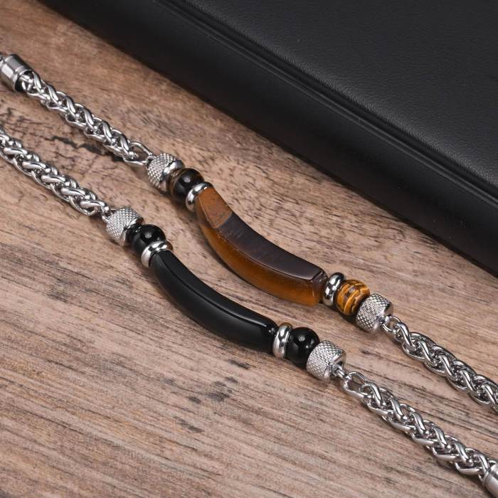 Wholesale Stainless Steel Chain Onyx Bracelet