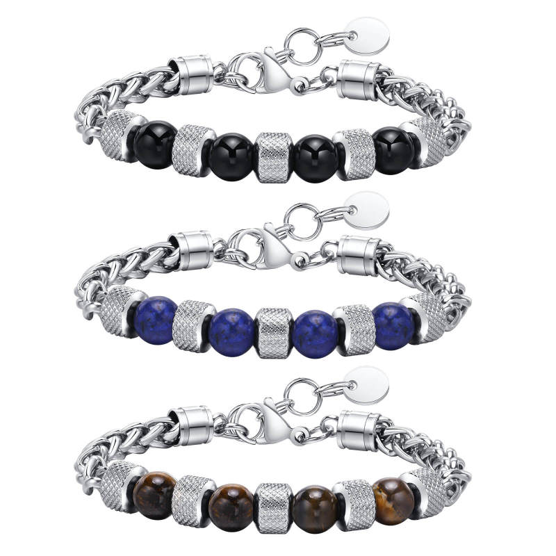 Wholesale Stainless Steel Onyx Chunky Bracelet