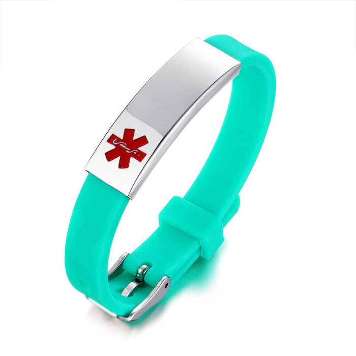 Wholesale Stainless Steel ID Rubber Medical Bracelet Bands