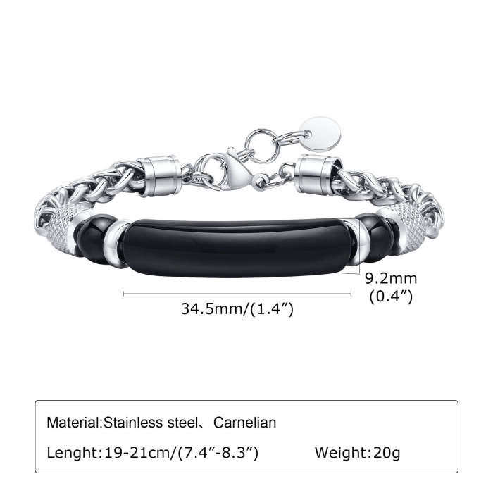 Wholesale Stainless Steel Chain Onyx Bracelet