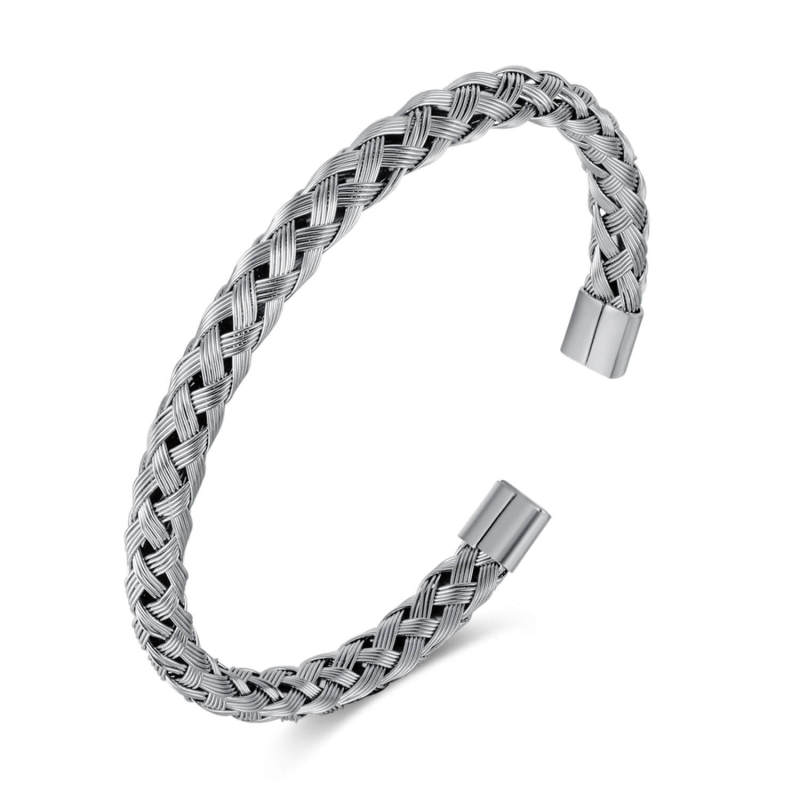 Wholesale Braided Twist Stainless Steel Open Bangle