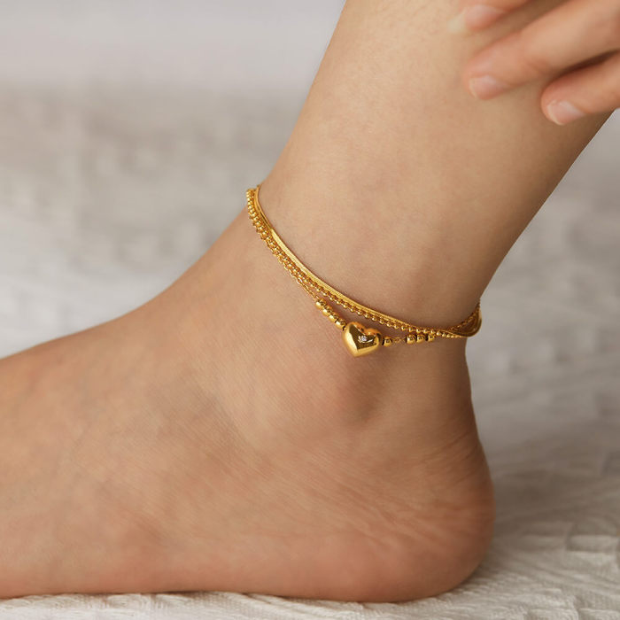 Wholesale Stainless Steel  Love Double Anklet