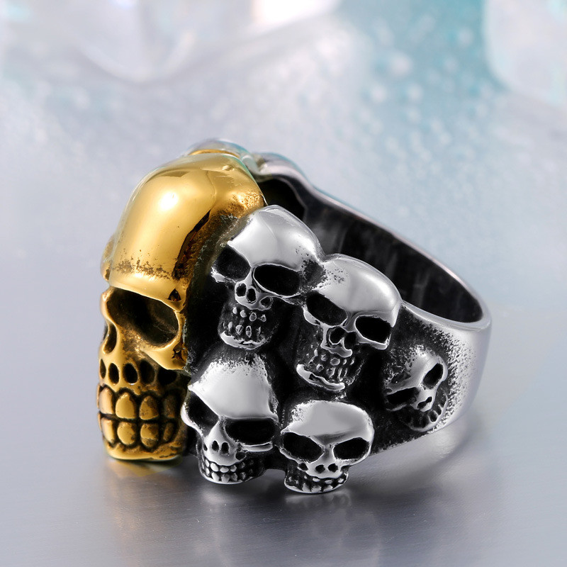 Wholesale Skull Ring Gold Stainless Steel