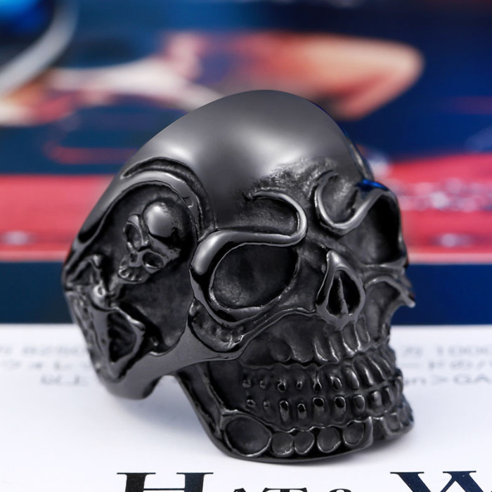 Stainless Steel Black Skull Ring jewelry wholesale china