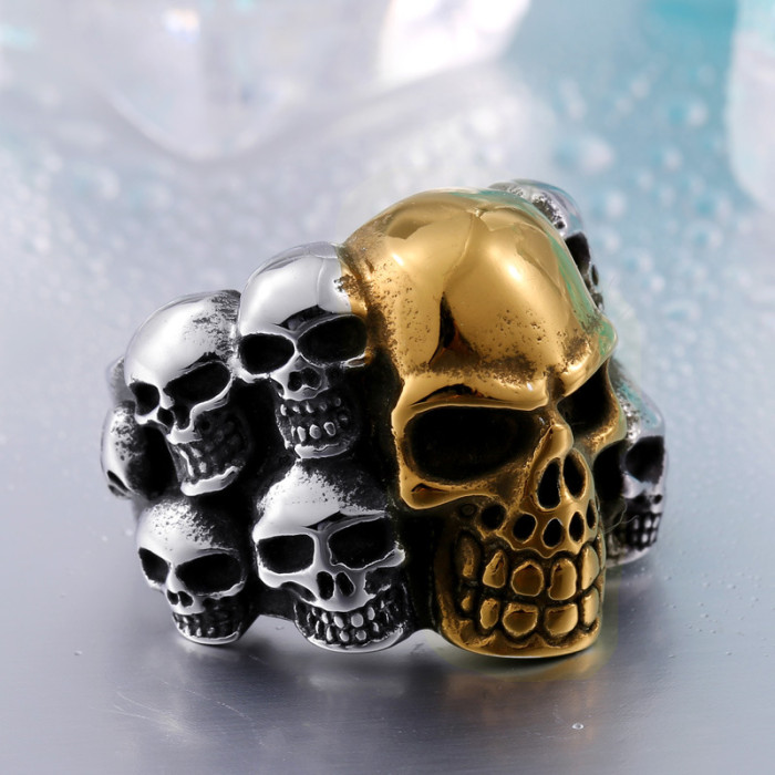 Wholesale Skull Ring Gold Stainless Steel