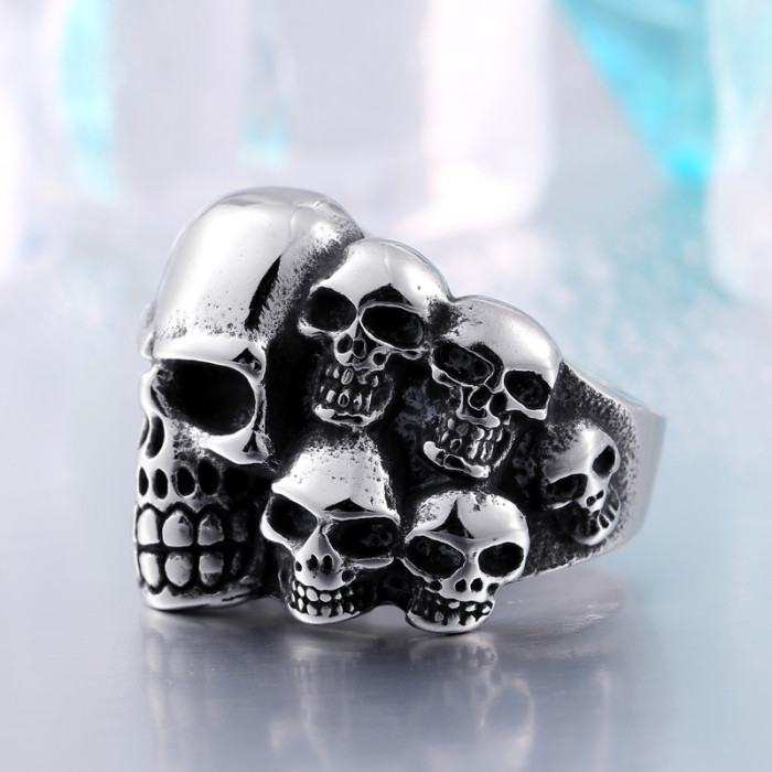 Wholesale Stainless Steel Grinningly Skulls Ring