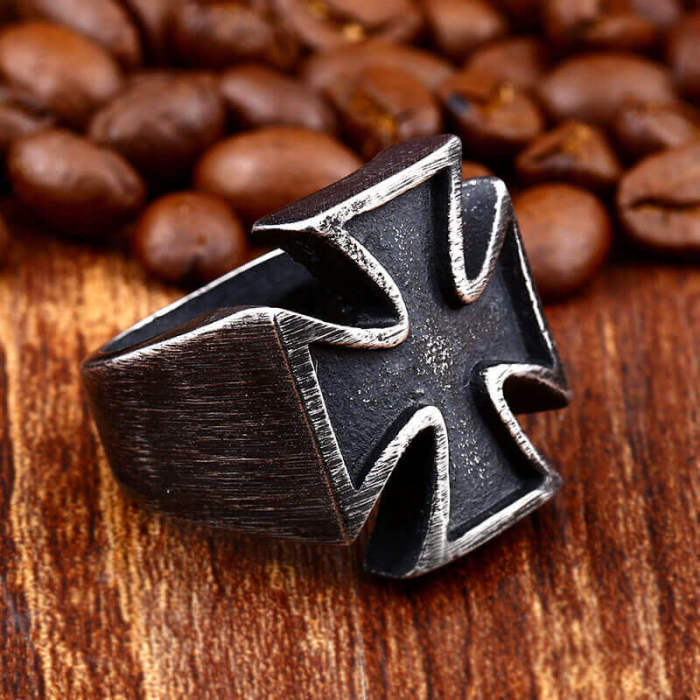 Wholesale Stainless Steel Black Cross Ring