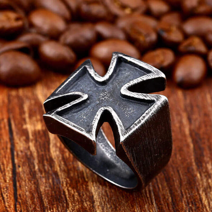 Wholesale Stainless Steel Black Cross Ring