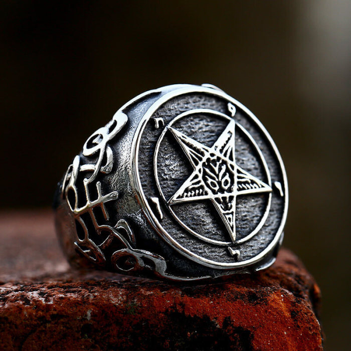 Wholesale Stainless Steel Pentagram Men's Ring