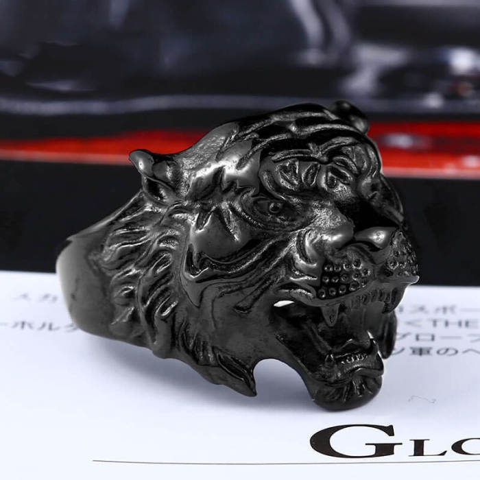 Wholesale Stainless Steel Men's Tiger Head Ring