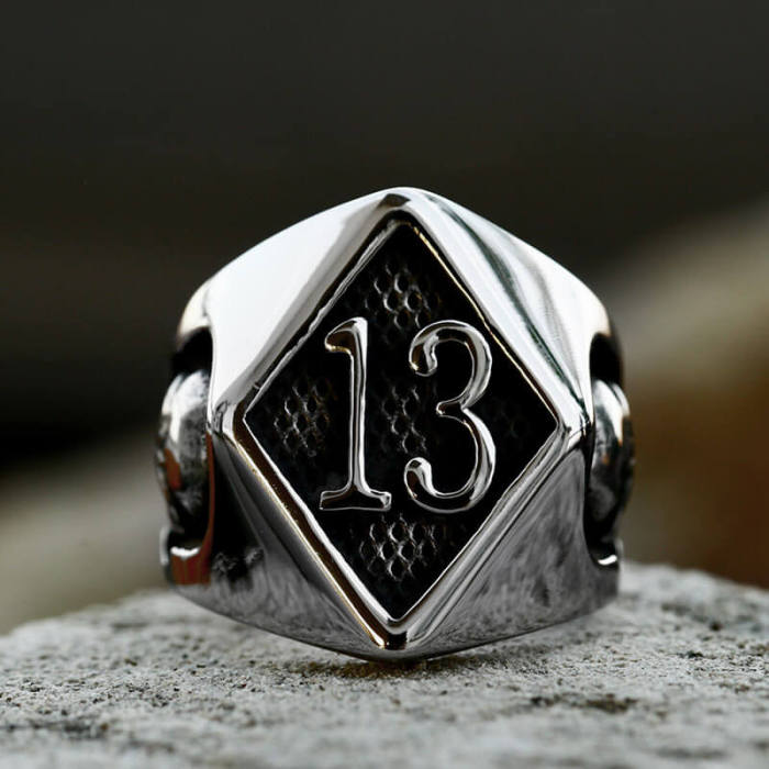 Wholesale Stainless Steel Hip Hop 13 Ring