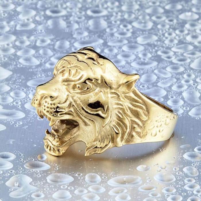 Wholesale Stainless Steel Men's Tiger Head Ring