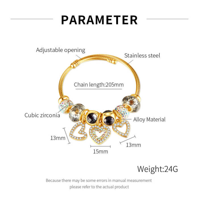 Wholesale Stainless Steel Bangle with Love Charms