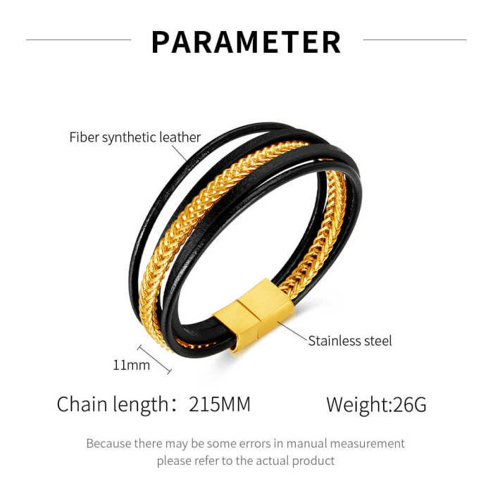 Wholesale Stiainless Steel Chain and Leather Bracelet