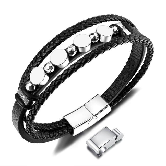 Wholesale Stainless Steel Leather Bracelet