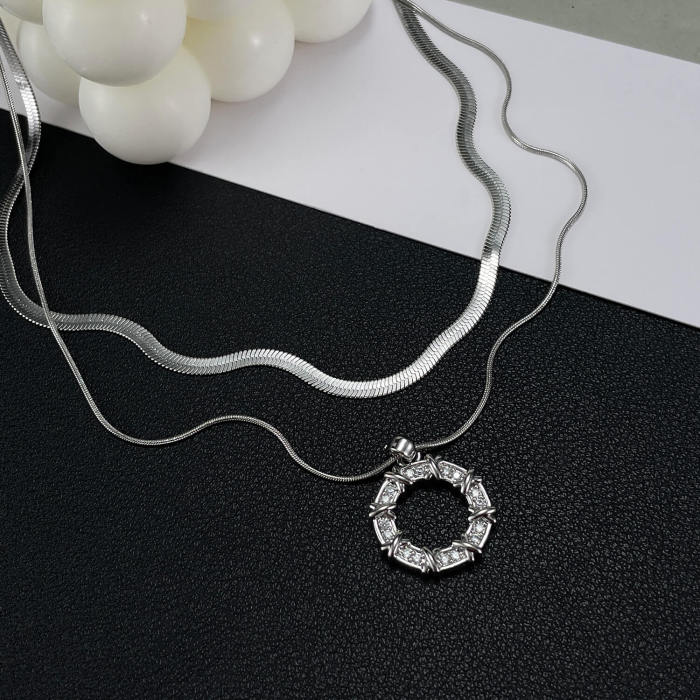 Wholesale Stainless Steel Necklace with Copper Circle