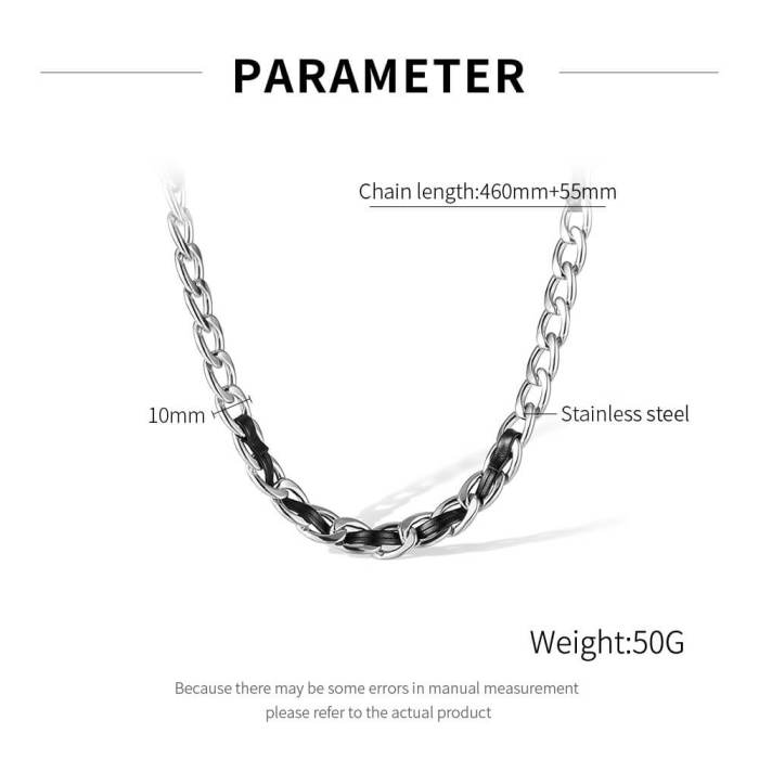 Wholesale Stainless Steel and Leather Necklace