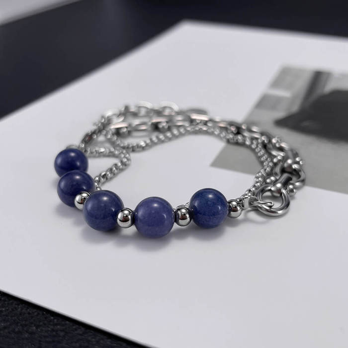 Wholesale Stainless Steel and Dongling Stone Bracelet