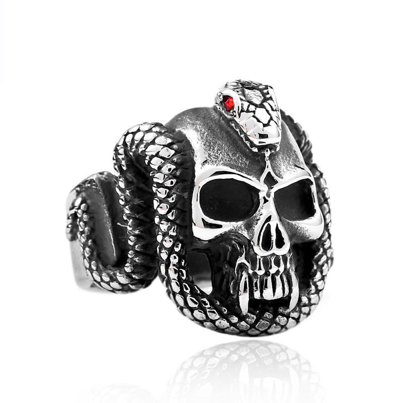 Wholesale Stainless Steel Python Skull Ring