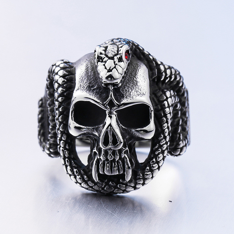 Wholesale Stainless Steel Python Skull Ring