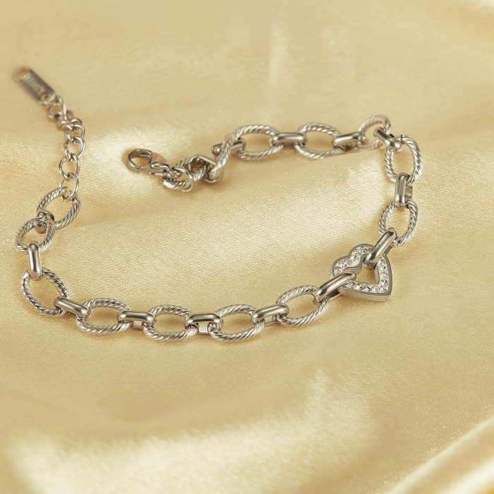 Wholesale Stainless Steel Heart with Zirconia Bracelet