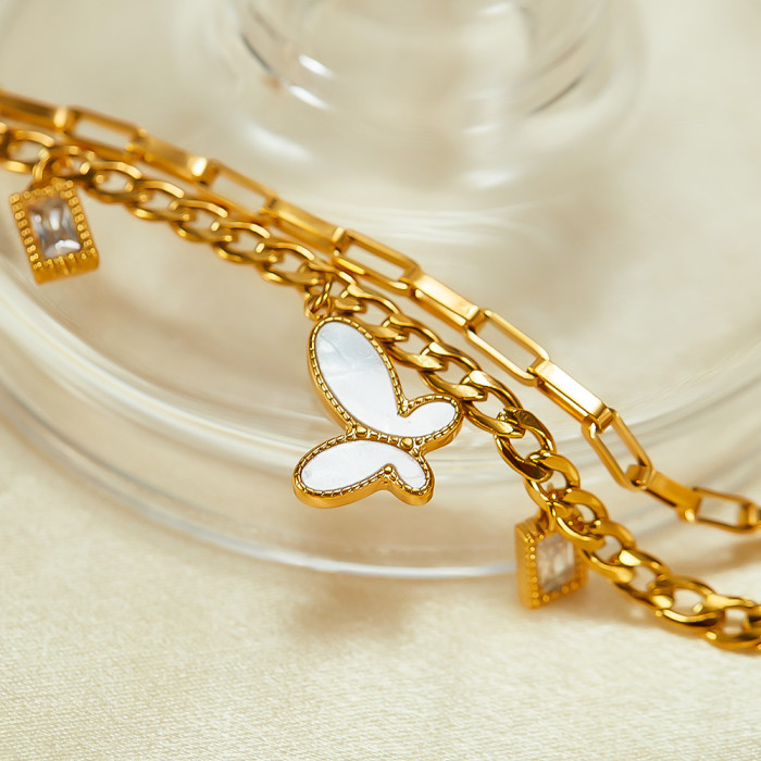 Wholesale Stainless Steel Butterfly Double Bracelet