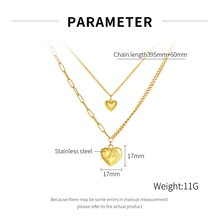 Wholesale Stainless Steel Heart Double Layered Necklace