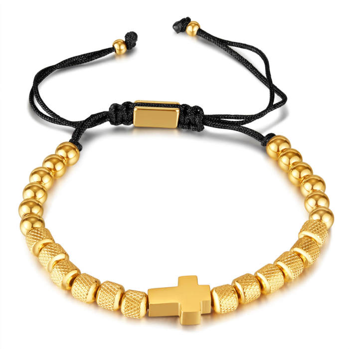 Wholesale Stainless Steel Beads Cross Bracelet