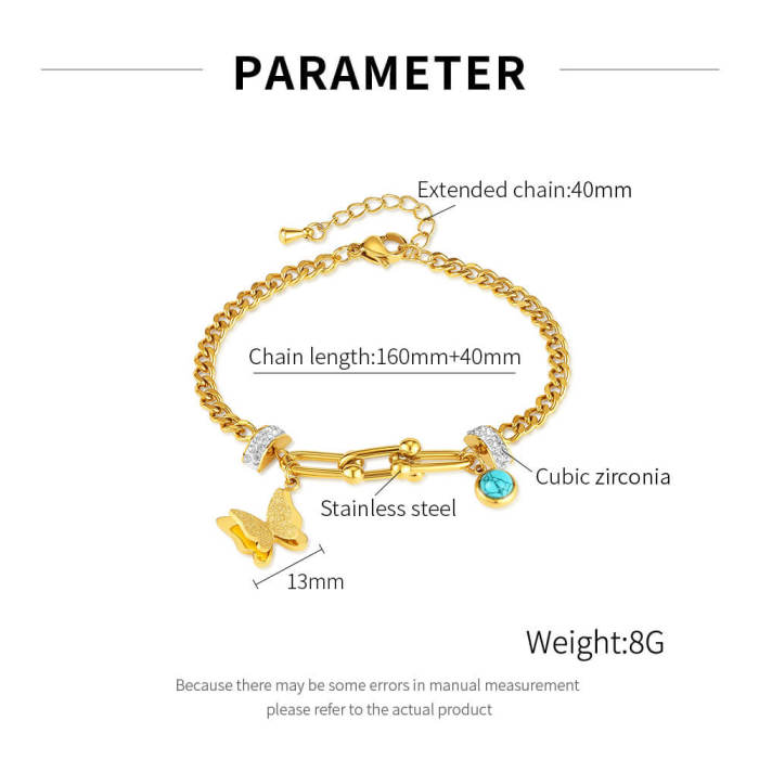 Wholesale Stainless Steel Gold Plated Butterfly Bracelet