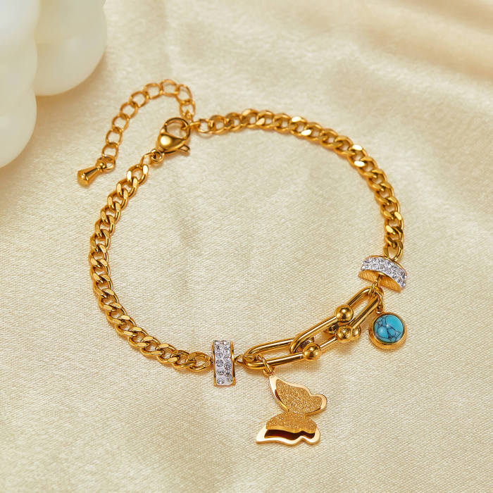 Wholesale Stainless Steel Gold Plated Butterfly Bracelet