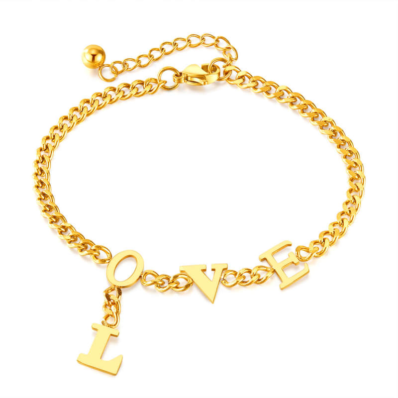 Wholesale Stainless Steel LOVE Letter Bracelet for Women
