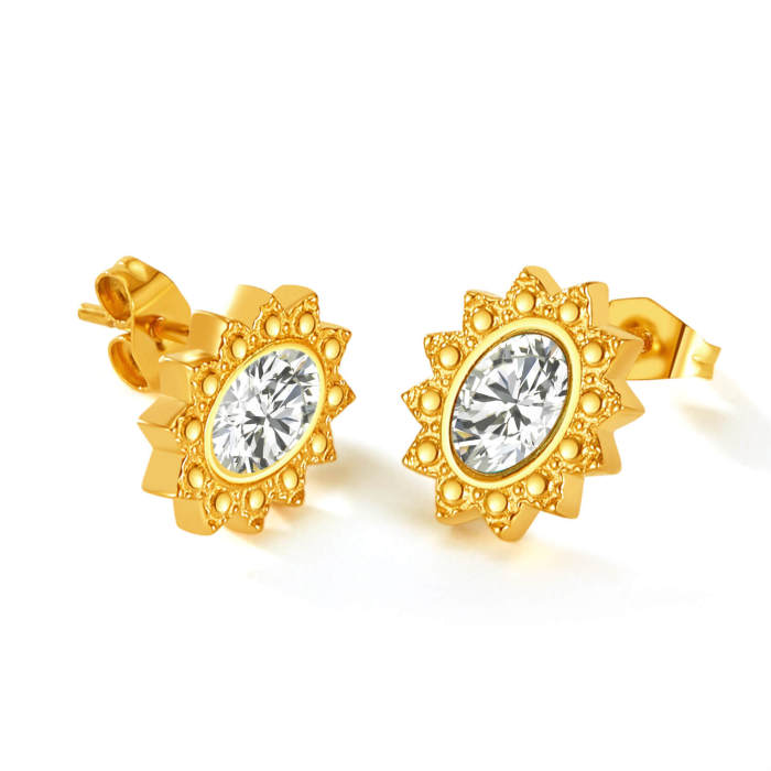 Wholesale Stainless Steel Women CZ Earring