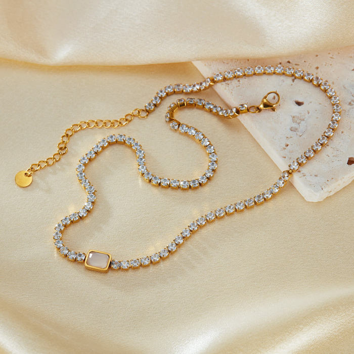 Wholesale Stainless Steel CZ Chain Necklace