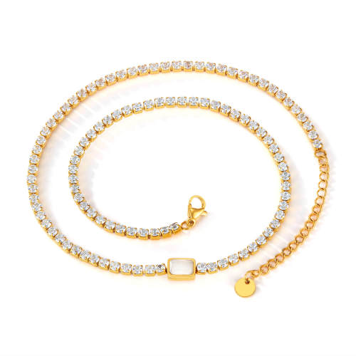 Wholesale Stainless Steel CZ Chain Necklace