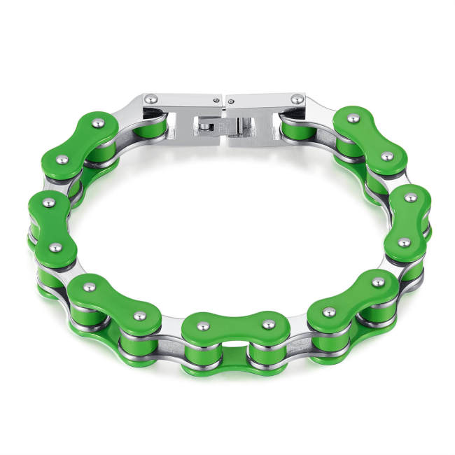 Wholesale Stainless Steel Men's Green Biker Chain