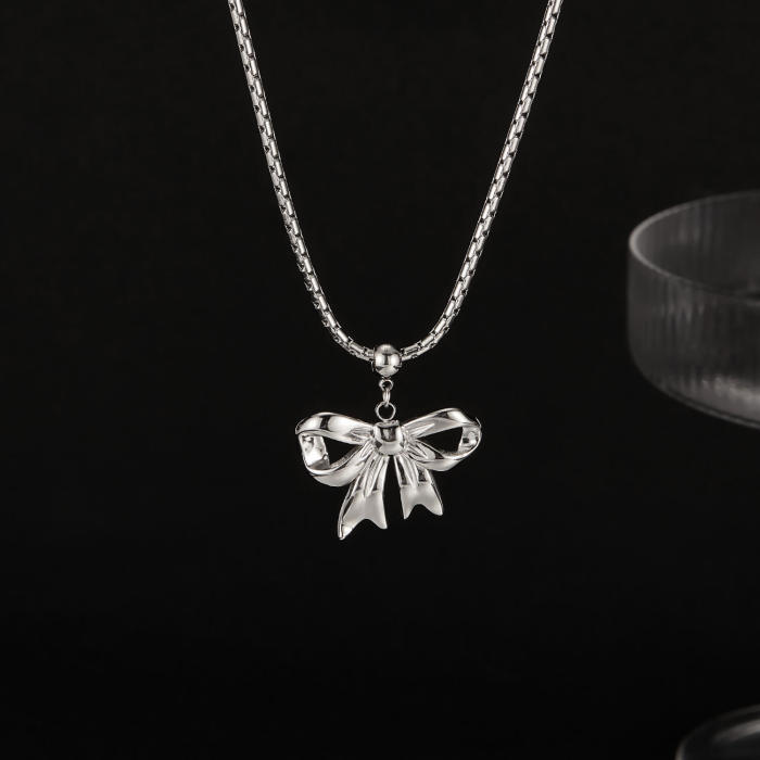 Wholesale Stainless Steel Ribbon Pendant Necklace