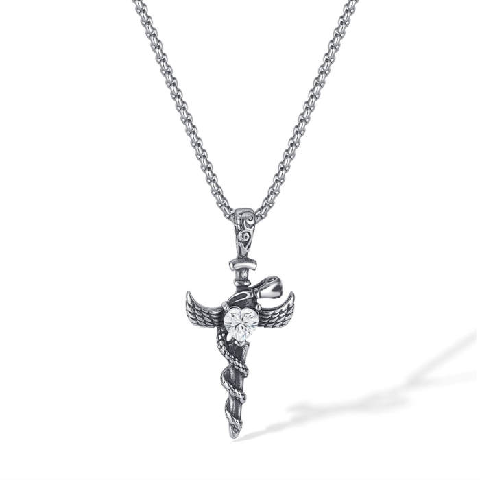 Wholesale Stainless Steel Cross Snake Necklace