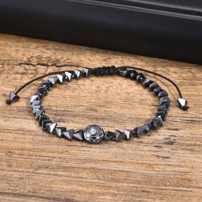 Wholesale Black Gallstone Rose Bracelet for Men