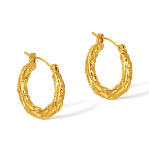 Wholesale Stainless Steel Gold-Plated Textured Earrings