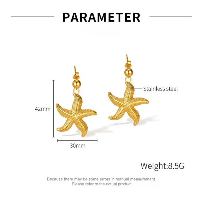 Wholesale Stainless Steel Starfish Earrings