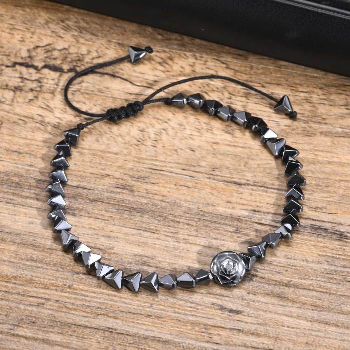 Wholesale Black Gallstone Rose Bracelet for Men