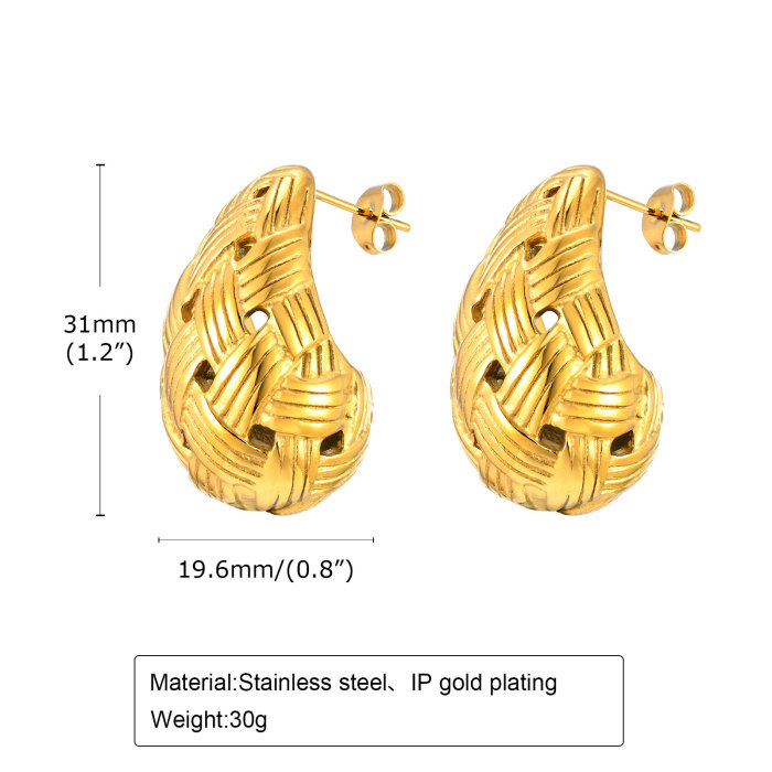 Wholesale Stainless Steel Teardrop Braided Earrings