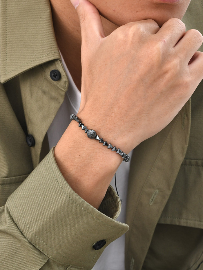 Wholesale Black Gallstone Rose Bracelet for Men