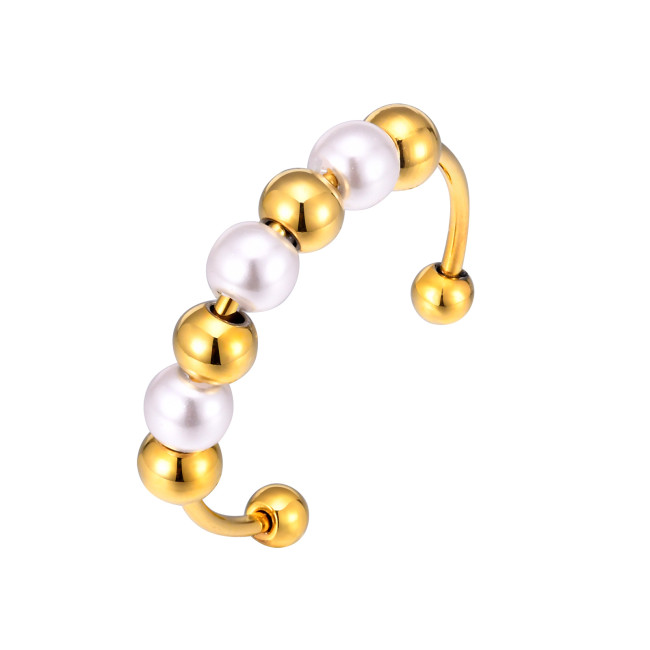 Wholesale Stainless Steel Pearl Beaded Open Ring